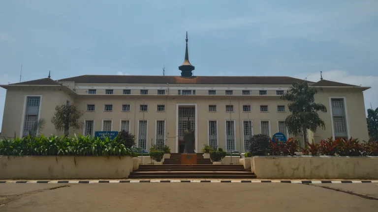 The exterior of Bulange, the Buganda parliament and offices in Mengo, Kampala